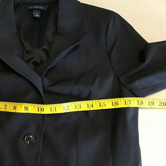 Land's End Women's Suit Tuxedo Blazer Black Two Button Long Sleeve Size 4 - Picture 9 of 9